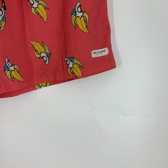 Public Access Men's Shark Banana Drawstring Elastic Waist Swim Trunks Size L - Picture 5 of 12